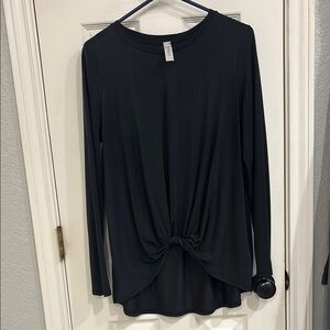 Black Long Sleeve Tie Front Blouse